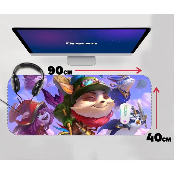 Mouse Pad Gamer Teemo League of Legends LOL Extra Grande 90x40 Personalizado borda costurada mousepad