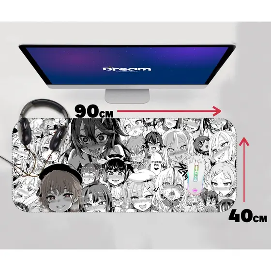 Mouse Pad Gamer Ahegao anime 90x40 70x30 60x40 Personalizado mousepad extra grande