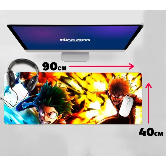 Mouse Pad Gamer Boku no Hero Academia anime Grande Extra Grande 90x40 Personalizado animes Costurado My Hero Academia