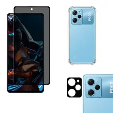 KIT Xiaomi Poco X5 Pro 5g | Película de Privacidade 3D - Capa Capinha Anti Shock - Película da Câmera 3D