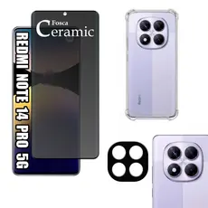 KIT Para Xiaomi Redmi Note 14 Pro 5G - Película de Privacidade Fosca 9D - Capa - Câmera
