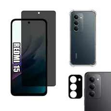 KIT Para Xiaomi Redmi 15 - Película de Privacidade 3D - Capa - Câmera