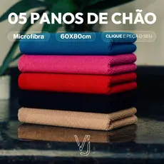 Kit 05 Toalha Microfibra 60x80 Limpeza Carro Pano De Chão Grande Seca Rápido
