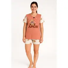 Conjunto Pijama Feminino 100% Algodão – Ursinho com “AMOR”pijama feminino, pijama primavera verão, pijama curto.
