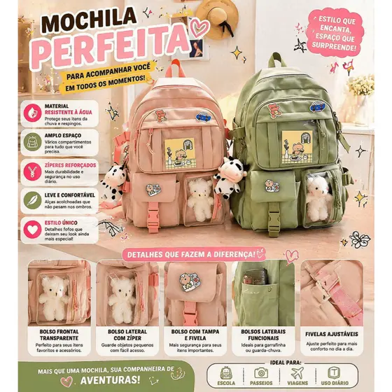 Mochila Cor Sólida De Estudante Japonesa E Coreana Viagem De Grande Capacidade