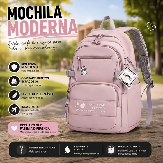 Mochila Bolsa Coreana Escolar De Grande Capacidade P/ Estudante Feminina Impermeável