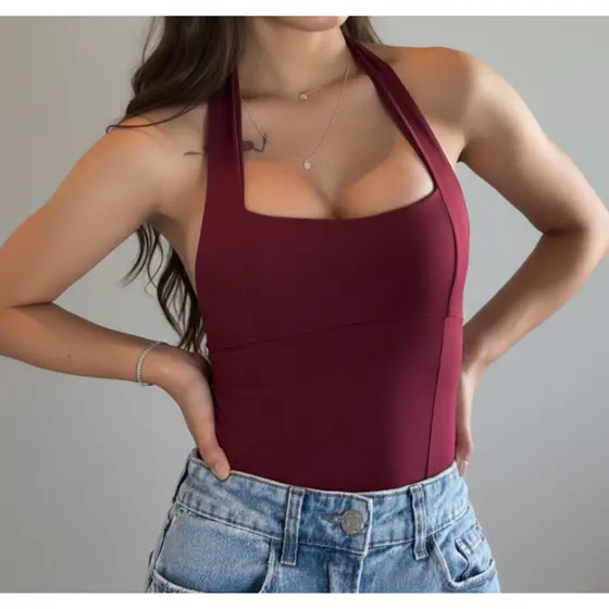 Blusa Antonella Top Halter Moda Gringa Ver茫o Frente 脷nica Alta Compress茫o e Sustenta莽茫o