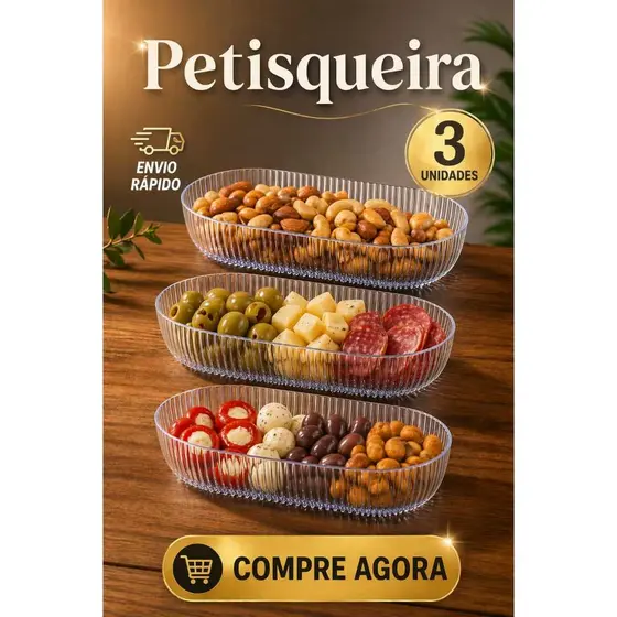 Kit 3 Petisqueiras Sofisticadas Modelo Único