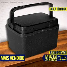 Caixa Térmica Cooler Com Alça Com Tampa Grande Preta 7 Litros Espaçosa Organizador Móvel