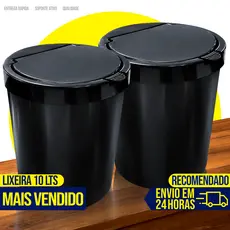 Lixeira Cesto de Lixo Grande 10 Litros Tampa Banheiro Cozinha Escritório Quarto Automática Click