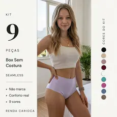 Kit 9 Calcinhas Boxer Sem Costura Corte a laser Cós Alto Não Marca Invisível Cintura alta Cueca Box