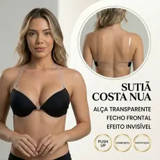 Sutian Costa Nua Com Alça de Silicone Discreto Regulável Removível com Bojo Sutiã Preto Nude Branco