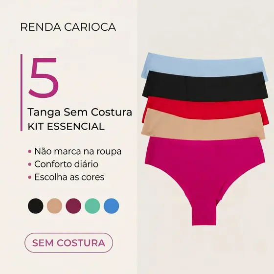 Kit 5 Calcinha Sem Costura Corte a Laser Não Marca Calcinha Lisa Conforto