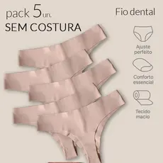 Kit 5 Calcinhas Fio Dental Corte a Laser Sem Costura Leve e Confortável