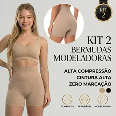 Kit 2 Short Modelador Anágua Cinta Bermuda Feminina Alta Compressão Reduz Medidas