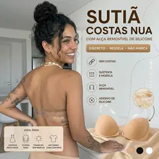 Sutiã Com Bojo Costa Nua Alça De Silicone Removível Soutien Invisível Tomara Que Caia Feminino