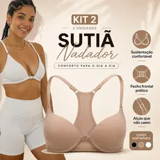 Kit 2 Sutiã Nadador Com Bojo Fecho Frontal Confortável Dia a Dia