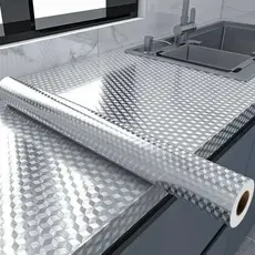 2/5/10 Metro Rolo Papel Adesivo De Alumínio Com 3D Impermeável Proteção Para Cozinha E Fogão Top