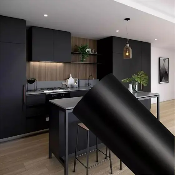 Papel Adesivo Cor Preto 5 Metros Adesivo Para Parede Moveis Geladeiras Eletrodoméstico