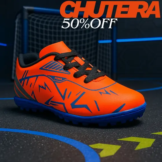 Chuteira Masculina Infantil Futsal Society Campo Quadra Costurada Leve Confortável  28-33 Acessível
