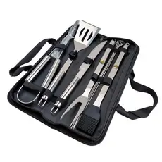 Churrasco Premium: Kit Aço Inox 10 peças com Estojo