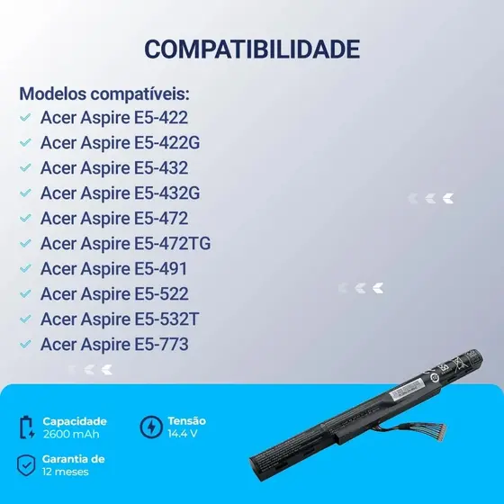Bateria para Notebook Acer Part Number AL15A32 (4ICR17/65)
