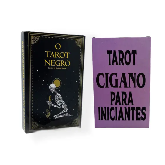 Kit Baralho Tarot Negro E Tarot Cigano Para Iniciantes