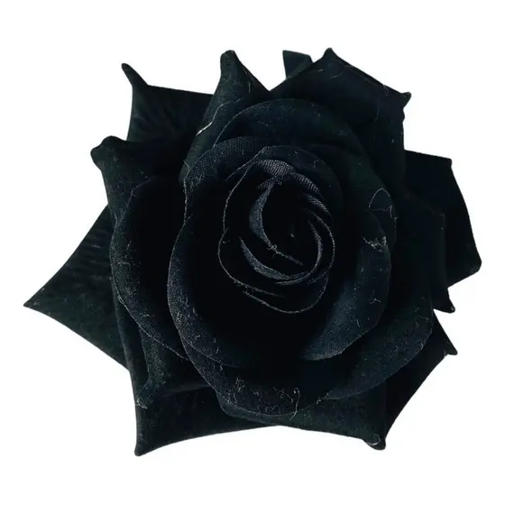 Flor Rosa Preta Veludo Aveludada ParaCabelo Acessório Cigano