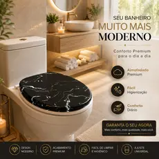 Assento Sanitário Almofadado Marmorizado Encaixe Universal Oval e Higiénico Banheiro Confortável