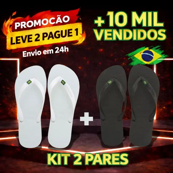 KIT Chinelos Masculino e Feminino Do Brasil Borracha Original Anti-Derrapante UNISSEX SEM MARCA
