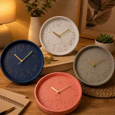 Relógio de Parede Cozinha Silencioso Moderno Redondo Quarto Sala Quartz Decorativo Escritório - 23Cm