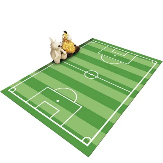 Tapete Quarto Criança Infantil Antiderrapante Emborrachado Macio Kids Menino Campo Futebol Verde Bom
