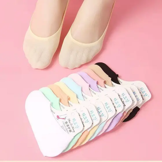 Kit 5 Pares Meias Sapatilha Soquete Invisível Com Silicone Feminina Tamanho 34-40