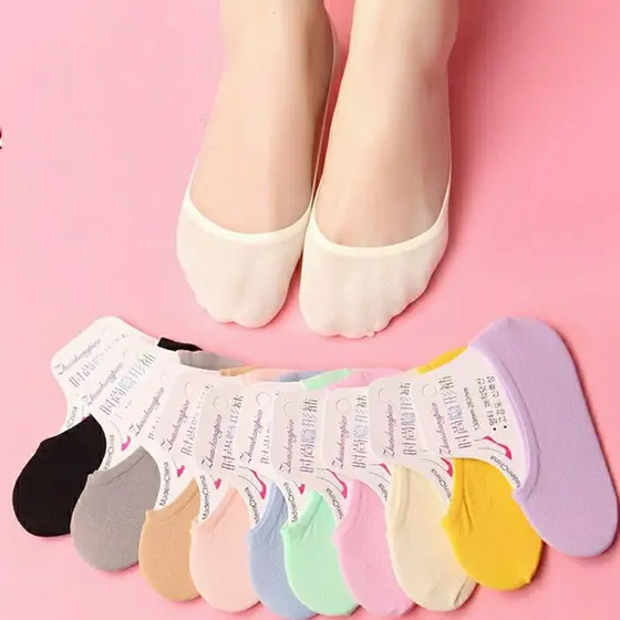 Kit 5-10 Pares De Meia Sapatilha Com Silicone Invisível Feminina PROMOÇÃO