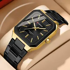 Novo Relógio CURREN Masculino Marca Original De Aço Inoxidável Quadrado Vintage Ponteiro Luminoso Discador Moda Casual Negócios Esportivo Quartzo Analógico À Prova D'água 8457 X
