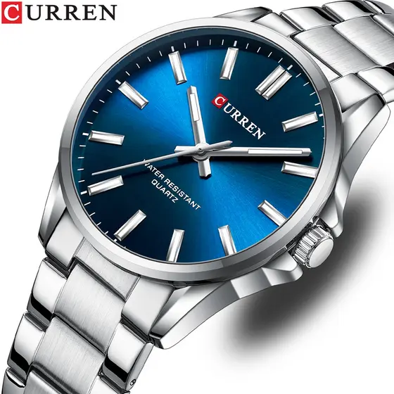 Relógio Masculino CURREN Original Apontador Luminoso Criativo Discador De Aço Inoxidável Quartzo Impermeável Casual Negócios Esportes 9090 XS Sem Caixa