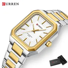 Relógio CURREN Top Brand Masculino Original Genuíno Novo Luminoso Quadrado Simples De Aço Inoxidável Quartzo À Prova D'água 8457