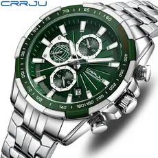 CRRJU Relógio Masculino Novo Design Multifuncional Ponteiro Luminoso Mostrador De Aço Inoxidável Moda Top Marca De Luxo