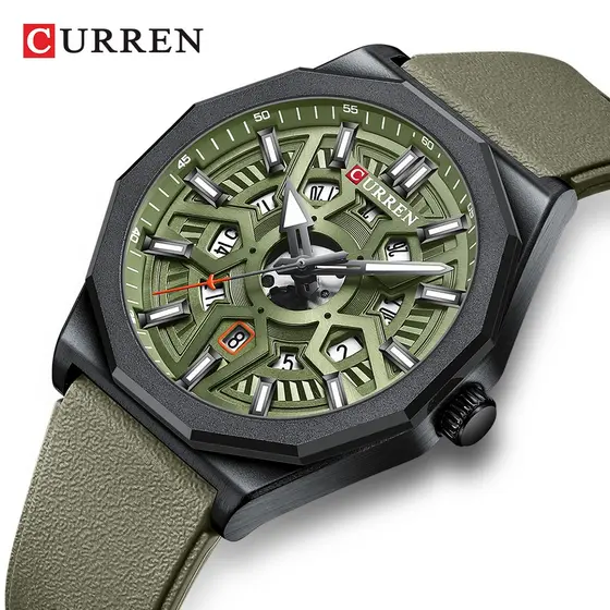 CURREN Relógio Masculino Marca Original Moda Retro Simples Ponteiro Luminoso Pulseira De Silicone Casual Esportes Quartzo À Prova Dwaterproof Água 8437 XQ