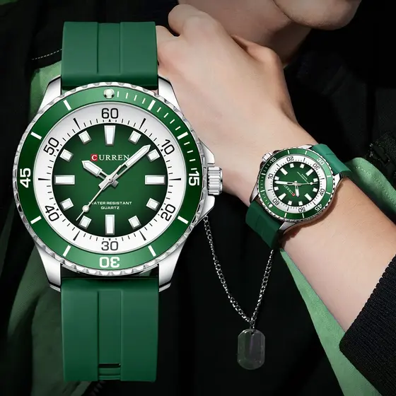 CURREN Relógio Masculino Marca Original Ponteiro Luminoso Pulseira De Silicone Moda Casual Negócios Esportes Quartzo À P