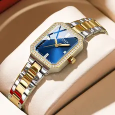 CURREN Relógio Feminino Novo Quadrado Design Exclusivo Aço Inoxidável Moda Luxo Quartzo À Prova D'água 9102 X