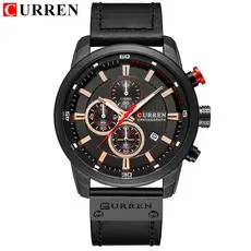 CURREN Men Watches Fashion Leather Strap Quartz Top Brand Luxury Casual Date Business 8291X
