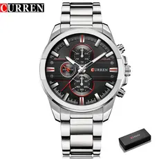 Curren Relógio De Pulso Masculino Casual Em Aço Inoxidável À Prova D 'Água 8274