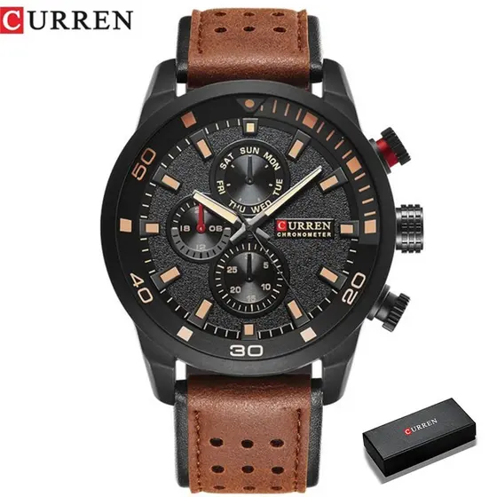 Curren Relógio De Pulso Casual Analógico Militar Sports Homens Relógio Pulseira De Couro Relógio De Quartzo Masculino Relogio Masculino Reloj Hombre 8250