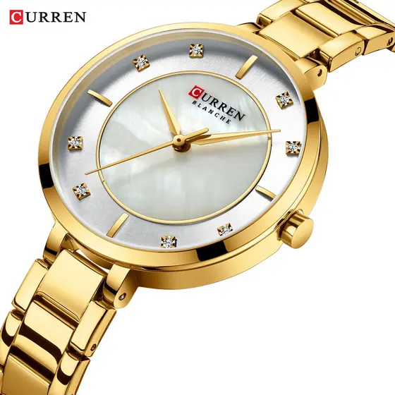 Curren Relógio De Pulso De Quartzo Feminino Aço Inoxidável À Prova D 'Água 9051x