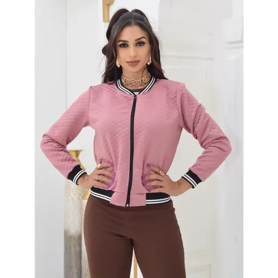 Jaqueta Bomber Casaco Blusa Feminina Com Ziper