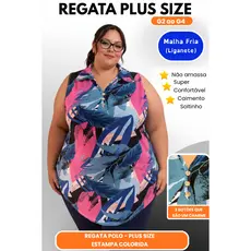 Regata Plus Size Feminina G2 ao G4 Não Amassa Caimento Perfeito Botões Curve Moda Fashion Top