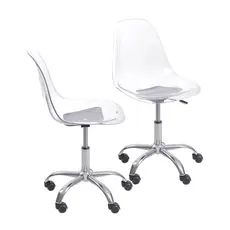 2 Cadeiras de Escritorio DKR Eames Boxbit PC Incolor Rodízio