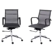 Kit 2 Cadeiras Ergonômica De Escritório Preta Com Encosto Em Tela Base Giratória