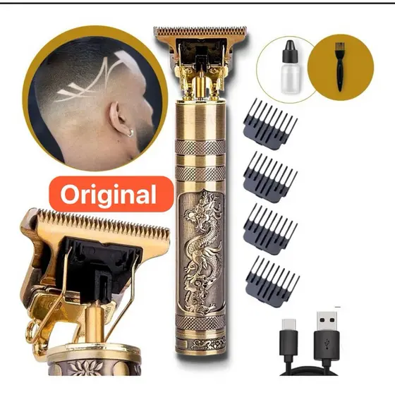 Máquina De Barbear E Cortar Cabelo Profissional Sem Fio Premium Cor Dourado itan-300